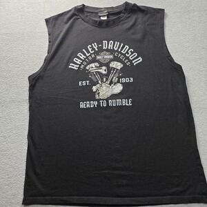Harley-Davidson Mens 3XL Black Sleeveless Shirt Ready to Rumble VTwin Engine Tee